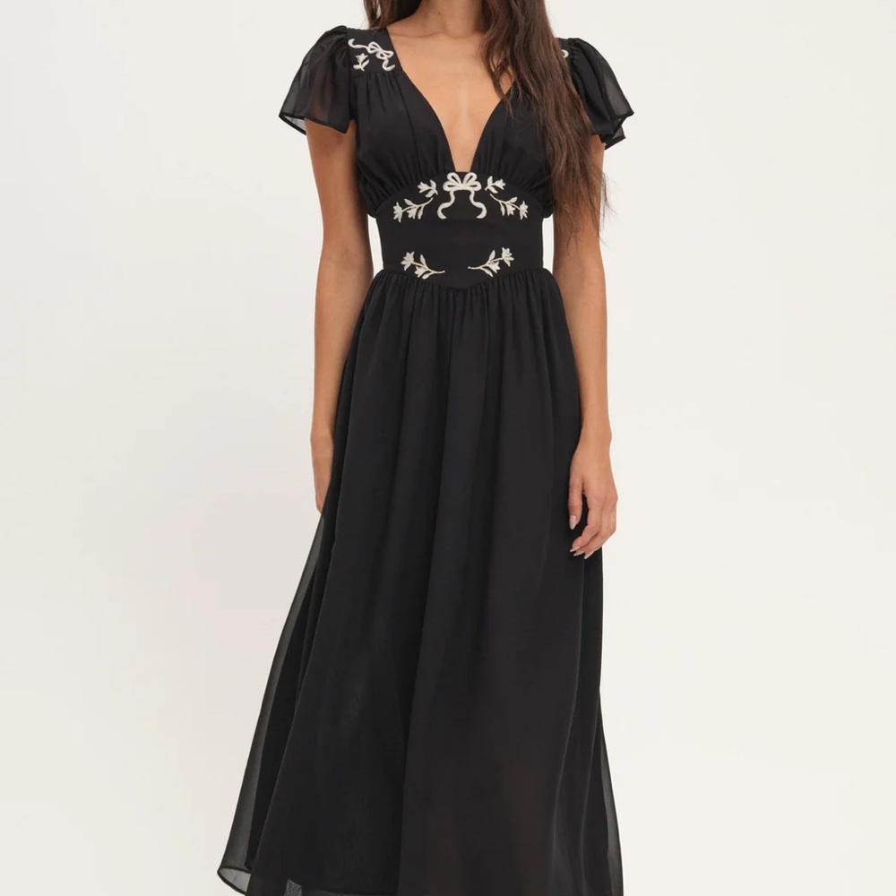 NWT For Love & Lemons Emmie Chiffon Maxi Dress - Picture 2 of 7